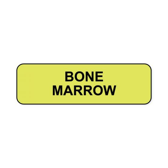 Lab Communication Label (Paper, Permanent) Bone Marrow  1 1/4"x3/8" Fluorescent Yellow - 1000 per Roll