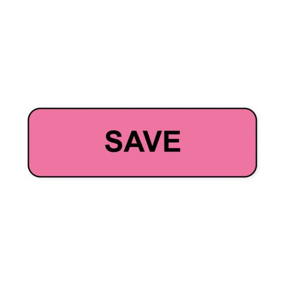 Lab Communication Label (Paper, Permanent) Save  1 1/4"x3/8" Fluorescent Pink - 1000 per Roll