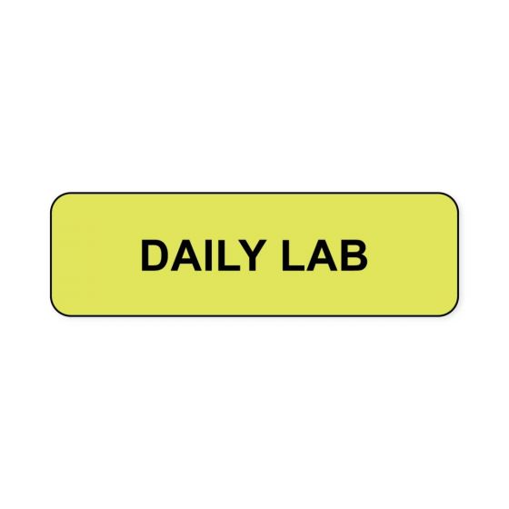 Lab Communication Label (Paper, Permanent) Daily Lab  1 1/4"x3/8" Fluorescent Yellow - 1000 per Roll