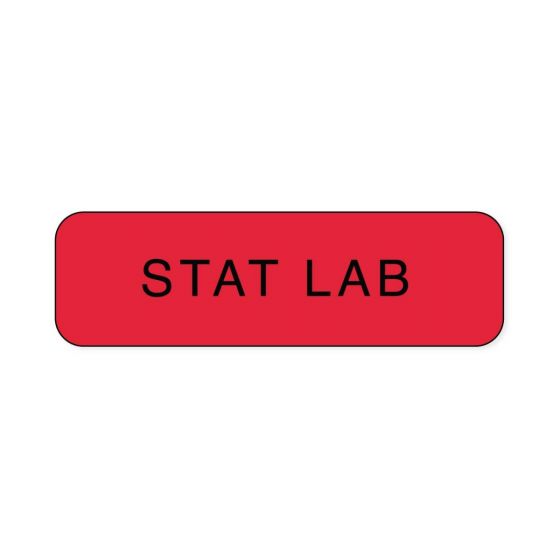 Lab Communication Label (Paper, Permanent) Stat Lab  1 1/4"x3/8" Fluorescent Red - 1000 per Roll