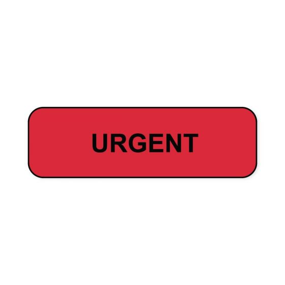 Lab Communication Label (Paper, Permanent) Urgent  1 1/4"x3/8" Fluorescent Red - 1000 per Roll