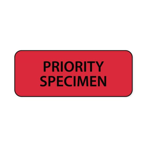 Lab Communication Label (Paper, Permanent) Priority Specimen  2 1/4"x7/8" Fluorescent Red - 1000 per Roll