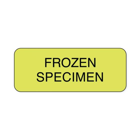 Lab Communication Label (Paper, Permanent) Frozen Specimen  2 1/4"x7/8" Fluorescent Yellow - 1000 per Roll