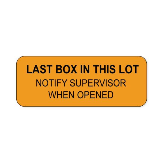 Lab Communication Label (Paper, Permanent) Last Box In This Lot  2 1/4"x7/8" Fluorescent Orange - 1000 per Roll