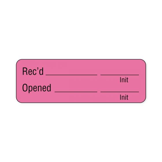 Lab Communication Label (Paper, Permanent) Recd ___  1 1/2"x1/2" Fluorescent Pink - 1000 per Roll