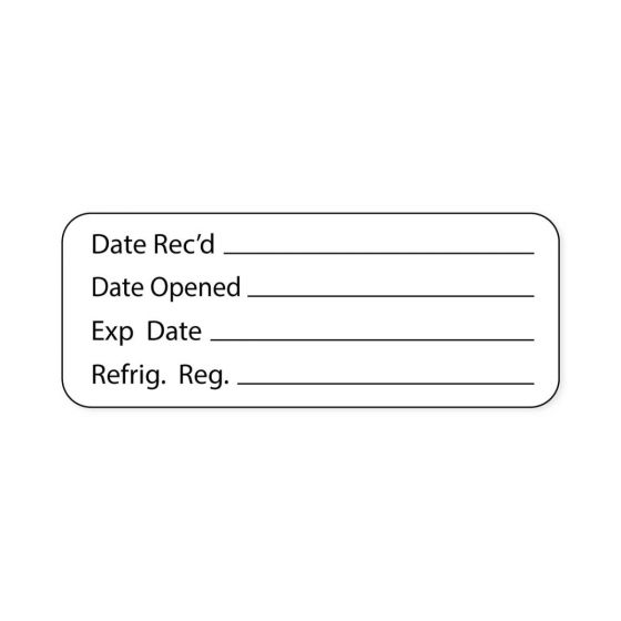 Lab Communication Label (Paper, Permanent) Date Recd ___  2 1/4"x7/8" White - 1000 per Roll