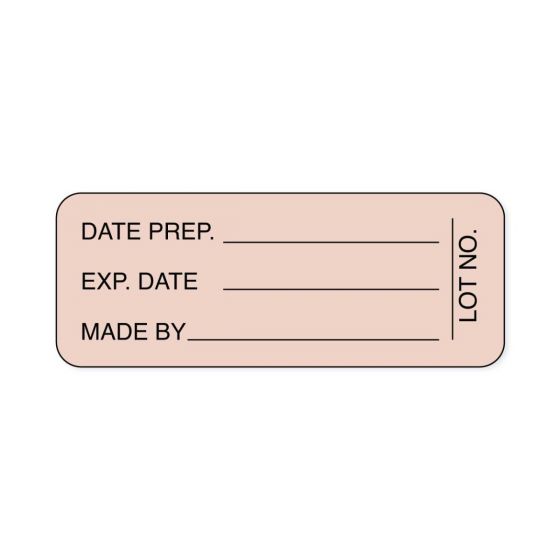 Lab Communication Label (Paper, Permanent) Date Prep. ___  2 1/4"x7/8" Tan - 1000 per Roll