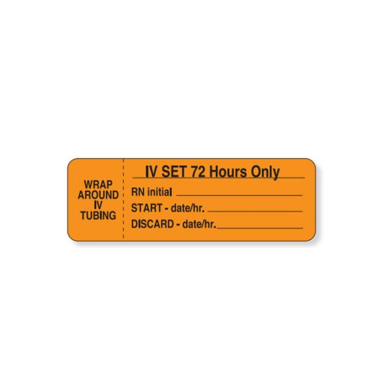 IV Label Wraparound Paper Permanent Wrap | IV Set 72 1" 1/2" Core 3"x1 Fl. Orange 1000 per Roll