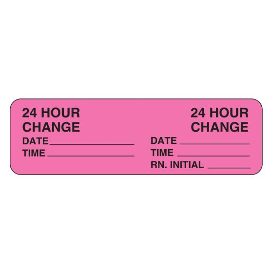 IV LABEL WRAPAROUND PAPER PERMANENT 24 HOUR24 HOUR 2 7/8" X 7/8" FL. PINK 1000 PER ROLL