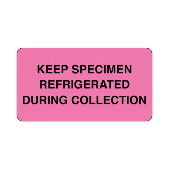 Lab Communication Label (Paper, Permanent) Keep Specimen  3"x1 5/8" Fluorescent Pink - 1000 per Roll