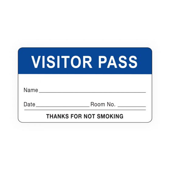 Visitor Pass Label Paper Removable "Visitor Pass Name" 1-1/2" Core 2-3/4" x 1-3/4" Dark Blue, 1000 per Roll