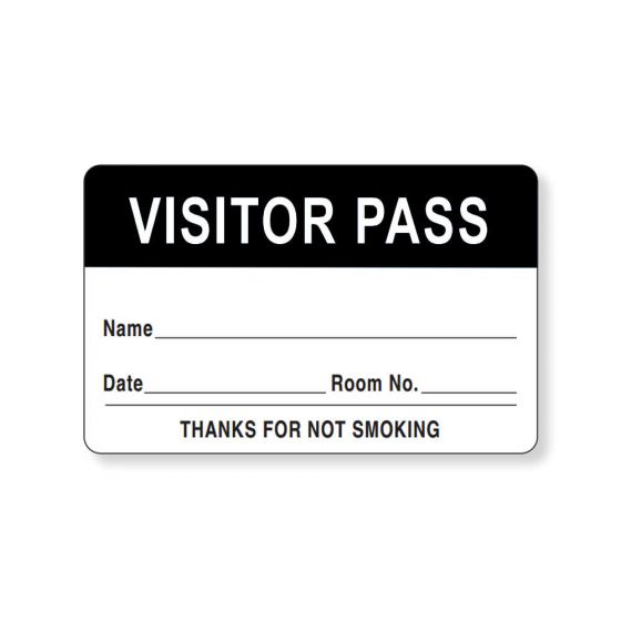 Visitor Pass Label Paper Removable "Visitor Pass Name" 1-1/2" Core 2-3/4" x 1-3/4" Black, 1000 per Roll