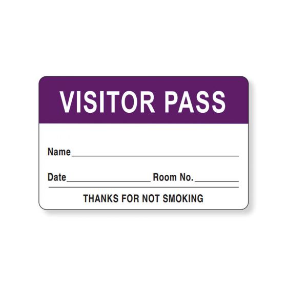 Visitor Pass Label Paper Removable "Visitor Pass Name" 1-1/2" Core 2-3/4" x 1-3/4" Purple, 1000 per Roll