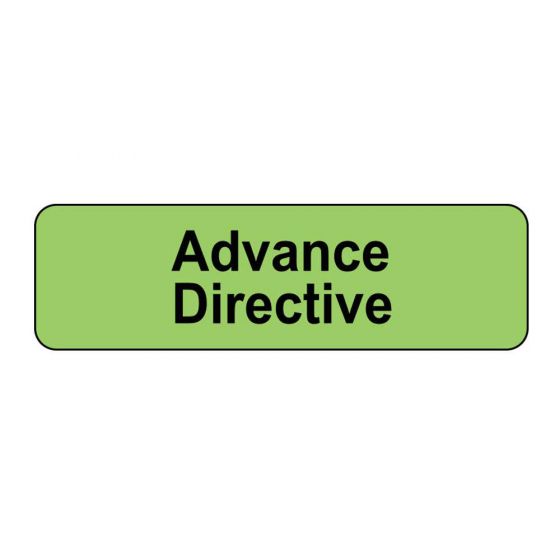 Label Paper Removable Advance  Directive   1 1/4" X 3/8" Fl. Green 1000 Per Roll