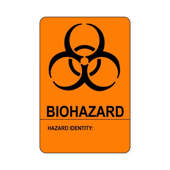 Hazard Label (Paper, Permanent) Biohazardhazard  2"x3" Fluorescent Orange - 500 Labels per Roll