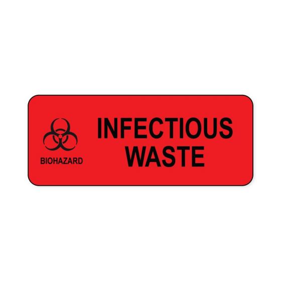 Hazard Label (Paper, Permanent) Biohazard Infectious  5"x2" Fluorescent Red - 250 Labels per Roll