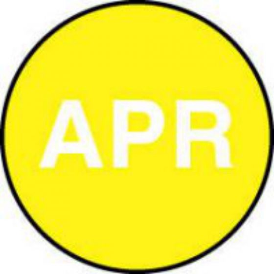 Label Paper Permanent Apr  Yellow 1000 per Roll