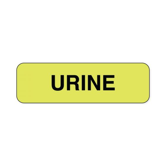 Lab Communication Label (Paper, Permanent) Urine  1 1/4"x3/8" Fluorescent Yellow - 1000 per Roll