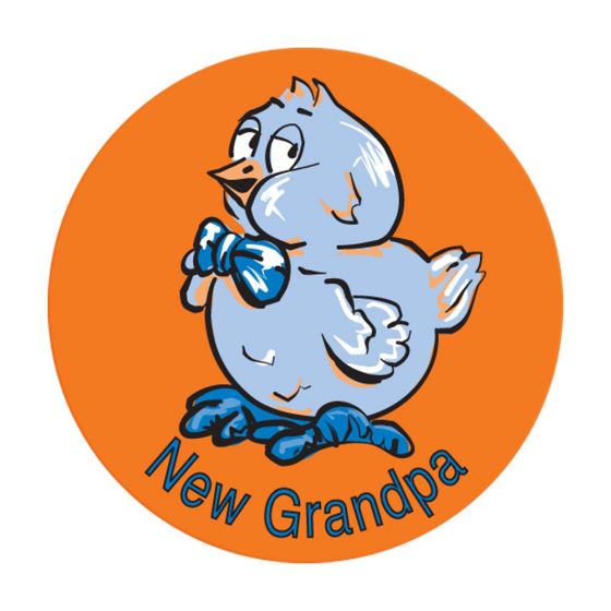 Label Paper Permanent New Grandpa, Orange, 250 per Roll