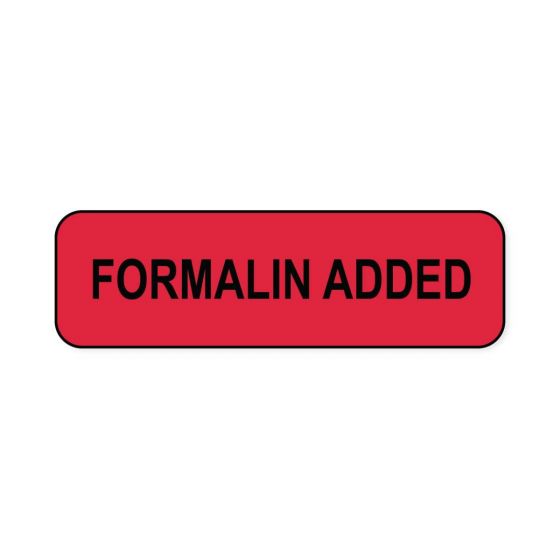 Hazard Label (Paper, Permanent) Formalin Added  1 1/4"x3/8" Fluorescent Red - 1000 Labels per Roll