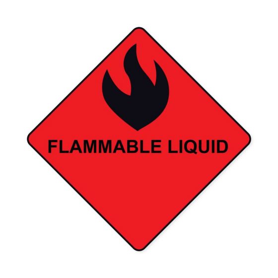 Hazard Label (Paper, Permanent) Flammable Liquid  7/8"x7/8" Fluorescent Red - 1000 Labels per Roll