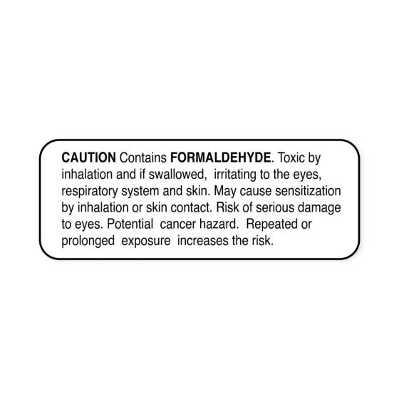 Hazard Label (Paper, Permanent) Caution Contains  2"x3/4" White - 1000 Labels per Roll