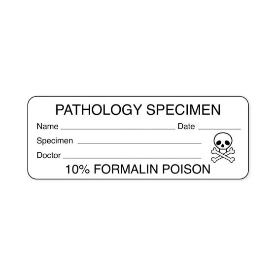 Lab Communication Label (Paper, Permanent) Pathology Specimen  3"x1 1/8" White - 1000 per Roll