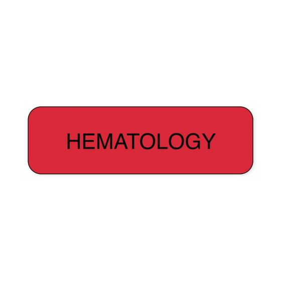 Lab Communication Label (Paper, Permanent) Hematology  1 1/4"x3/8" Fluorescent Red - 1000 per Roll