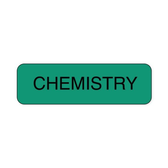 Lab Communication Label (Paper, Permanent) Chemistry  1 1/4"x3/8" Green - 1000 per Roll