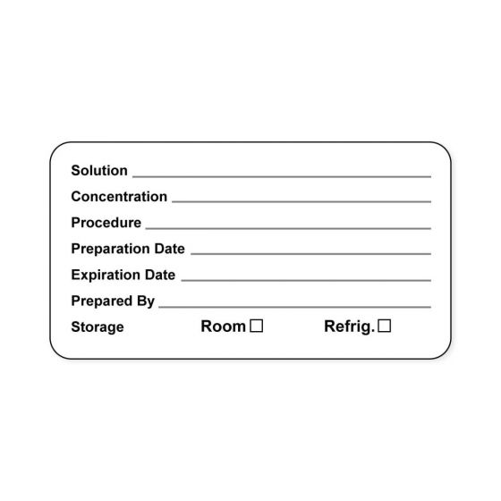 Hazard Label (Paper, Permanent) Solution ___  3"x1 5/8" White - 1000 Labels per Roll