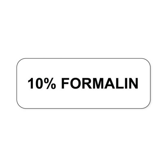 Hazard Label (Paper, Permanent) 10% Formalin  2"x3/4" White - 1000 Labels per Roll