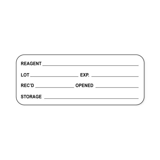 Hazard Label (Paper, Permanent) Reagent ___  2 1/4"x7/8" White - 1000 Labels per Roll