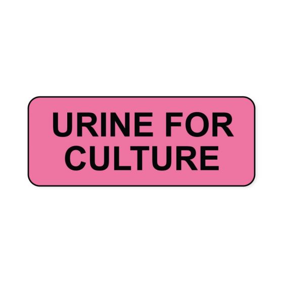 Lab Communication Label (Paper, Permanent) Urine for Culture  2 1/4"x7/8" Fluorescent Pink - 1000 per Roll