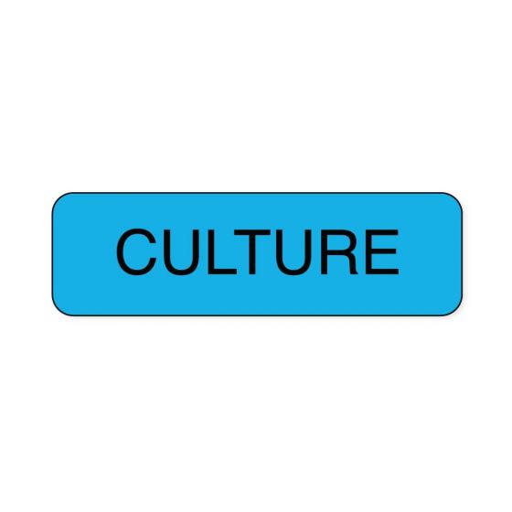 Lab Communication Label (Paper, Permanent) Culture  1 1/4"x3/8" Blue - 1000 per Roll