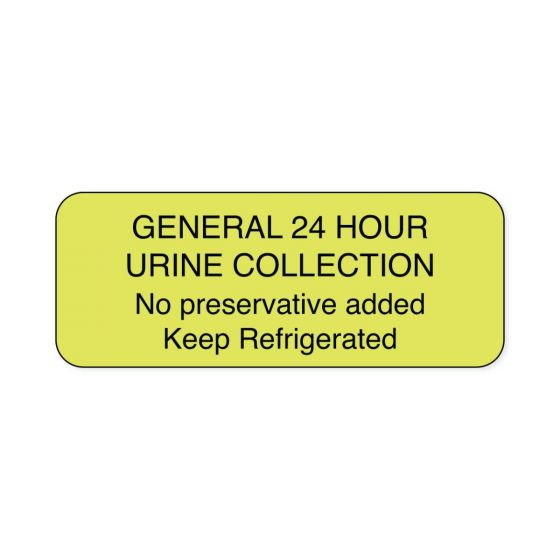 Lab Communication Label (Paper, Permanent) General 24-hour  2 1/4"x7/8" Fluorescent Yellow - 1000 per Roll