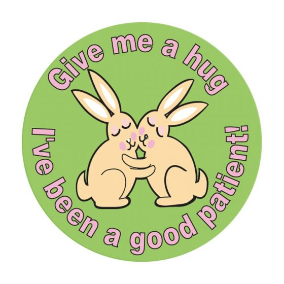 Label Pediatric Award Sticker Paper Permanent Give Me A Hug I've Green, 250 per Roll