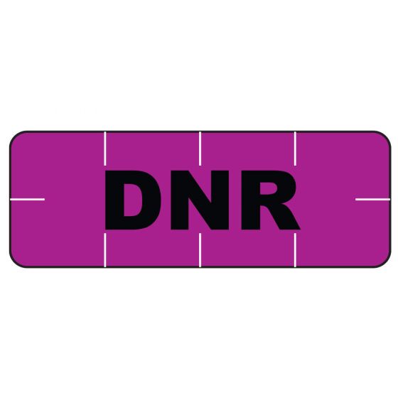 Alert Bands® Label Poly "DNR" Pre-printed, State Standardization 11/16" x 1/4" Purple - 250 per Qty Based Roll