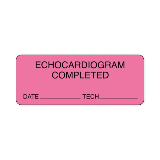 Lab Communication Label (Paper, Permanent) Echocardiogram Comp  2 1/4"x7/8" Fluorescent Pink - 1000 per Roll