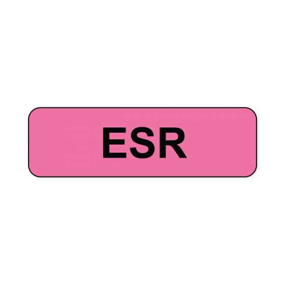 Lab Communication Label (Paper, Permanent) ESR  1 1/4"x3/8" Fluorescent Pink - 1000 per Roll