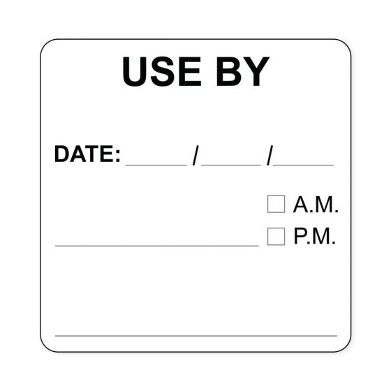 Lab Communication Label (Paper, Permanent) Use By Date:  2 1/2"x2 1/2" White - 500 per Roll