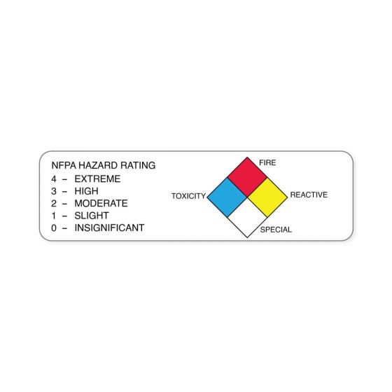 Hazard Label (Paper, Permanent) Nfpahazard Rating 4 -  3 5/8"x1 1/8" White - 500 Labels per Roll