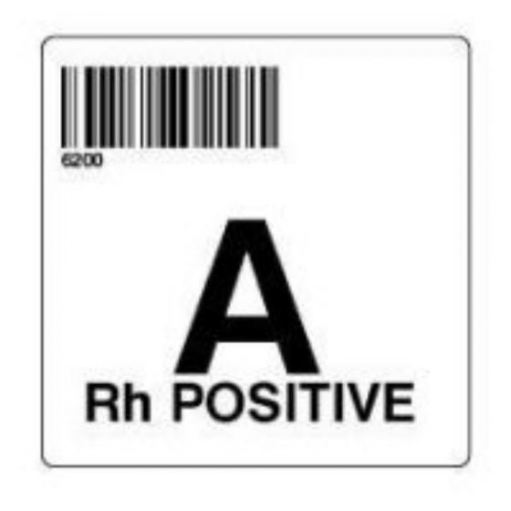 ISBT 128 Label (Synthetic, Permanent) "A RH Positive'' 2"x2" White - 500 per Roll