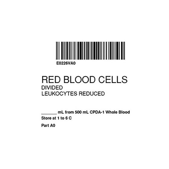 ISBT 128 Label (Synthetic, Permanent) "Red Blood Cells'' 2"x2" White - 500 per Roll