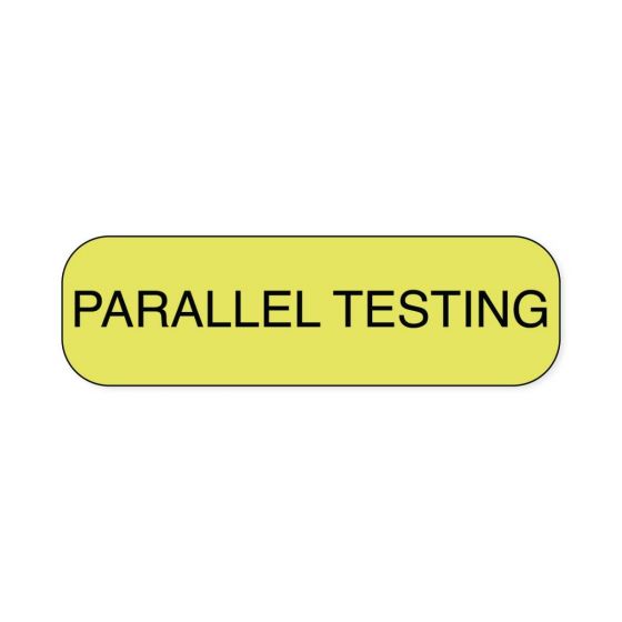 Lab Communication Label (Paper, Permanent) Parallel Testing  1 1/4"x3/8" Fluorescent Yellow - 1000 per Roll