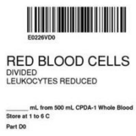 ISBT 128 Label (Synthetic, Permanent) "Red Blood Cells'' 2"x2" White - 500 per Roll