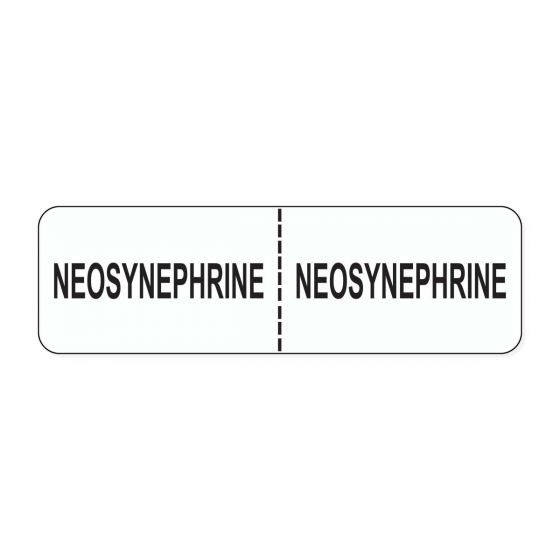 IV Label Wraparound Paper Permanent Neosynephrine |  2-7/8"x7/8" White 1000 per Roll