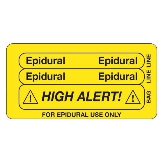 IV Label Piggyback Paper Permanent Epidural Epidural 3" Core 1 1/2"x3 Yellow 1000 per Roll