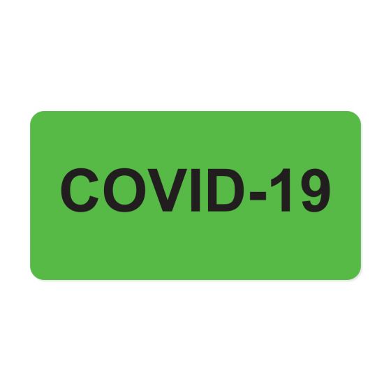 Covid-19 Label Paper Permanent, 1" Core, 2-15/16"x1-1/2" Fluorescent Green, 333 per Roll