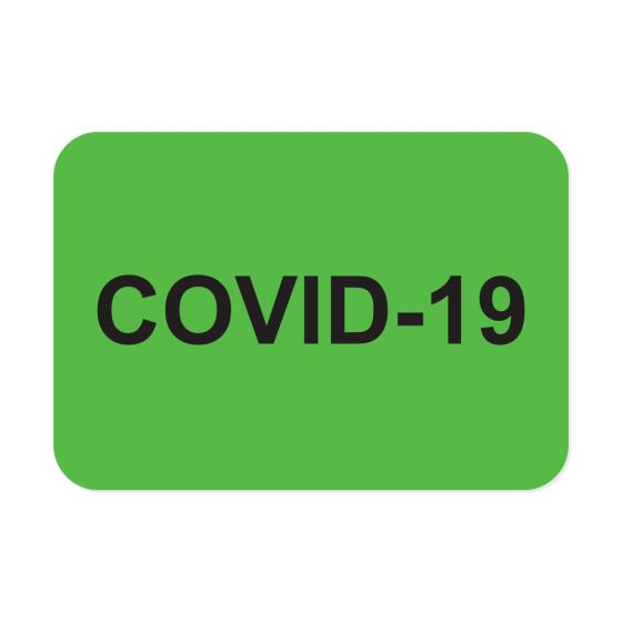 Covid-19 Label Paper Permanent, 1" Core, 1-7/16"x1" Fluorescent Green, 666 per Roll