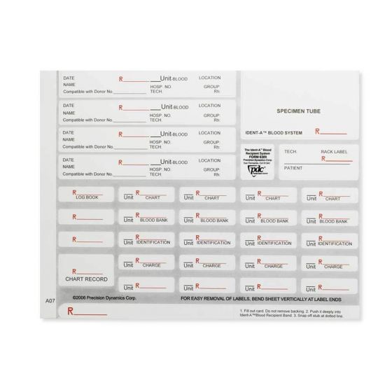 IDENT-A-BLOOD BLOOD RECIPIENT SYSTEM FORM POLY SYNTHETIC X ADULT/PEDI - 100 PER BOX